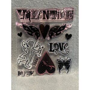 Valentine's Day Clear Stamps Set - Cupid Hearts & Love Themed Designs